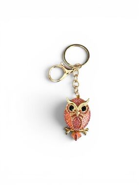 Pink Owl Sparkly Keychain or Bag Charm